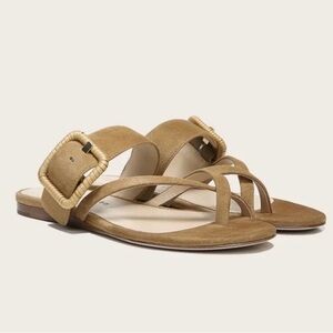 Veronica Beard Tan Suede Salva Buckle Sandal Sz 10